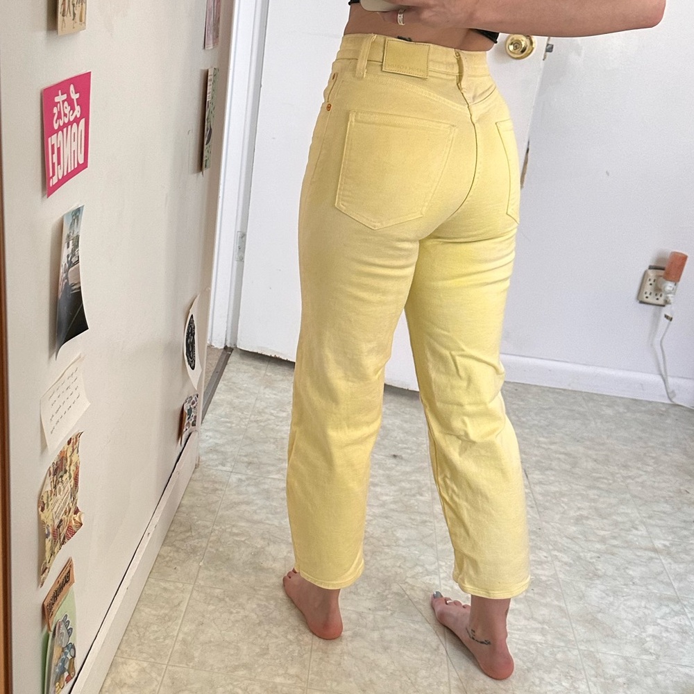 Denim Forum Joan Wide Leg Jeans, size 24. Legs sewn into straight leg, dyed.